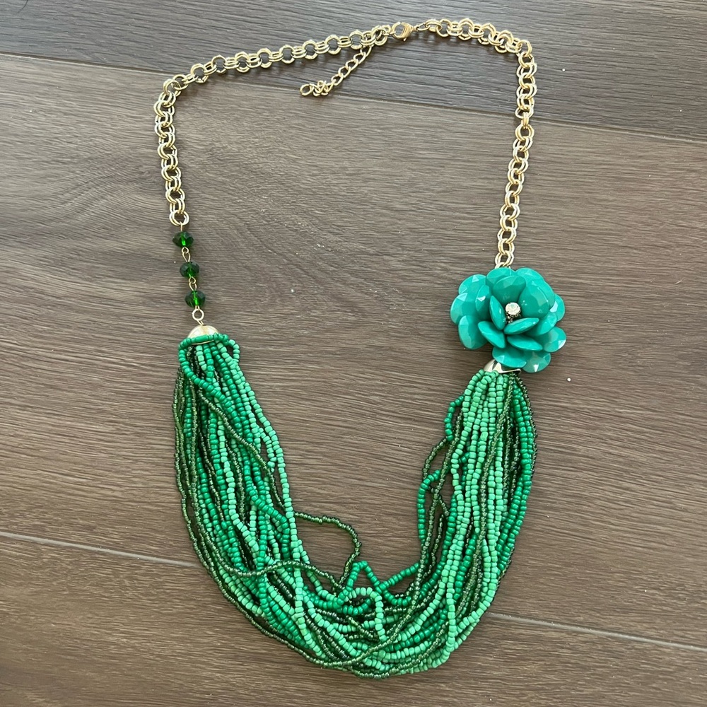Green Flower Statement Necklace